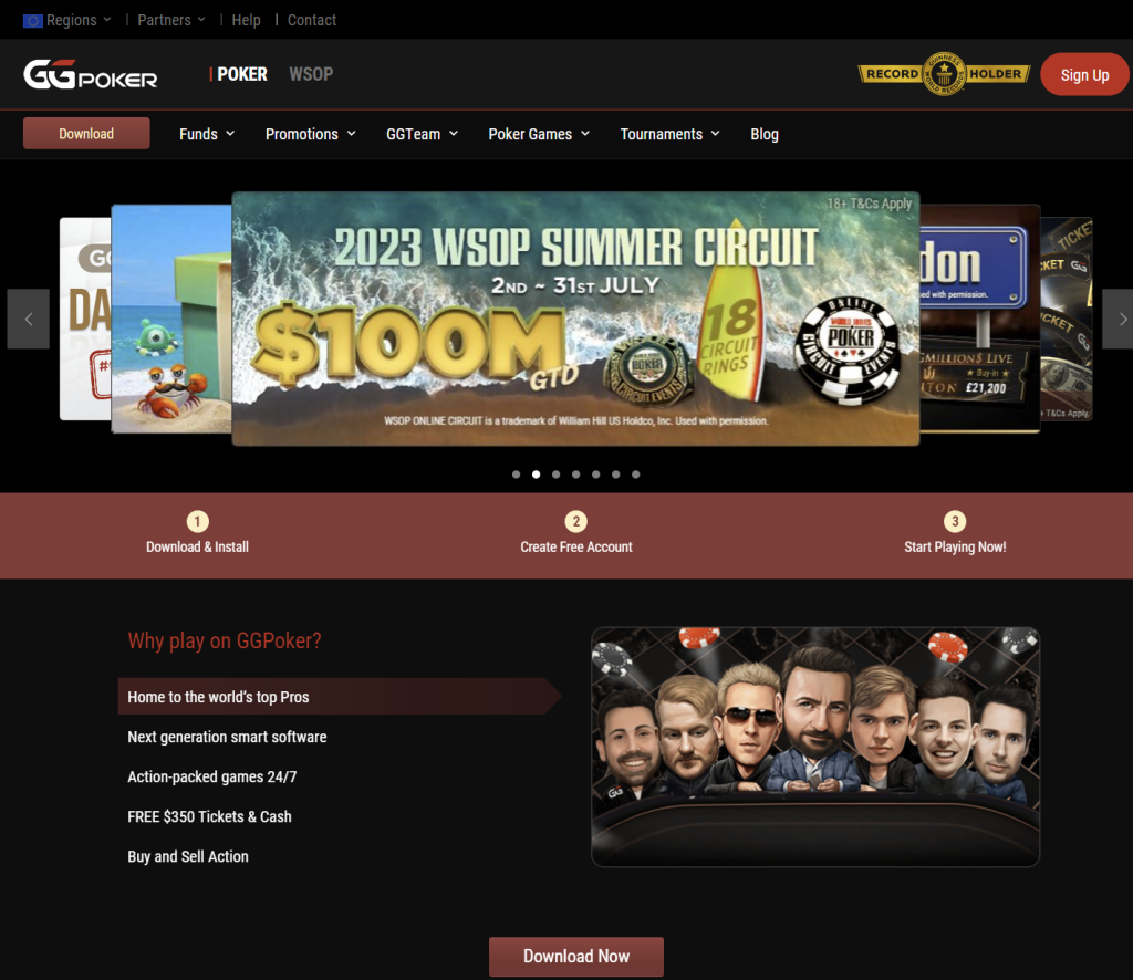 Startsidan hos GG Poker